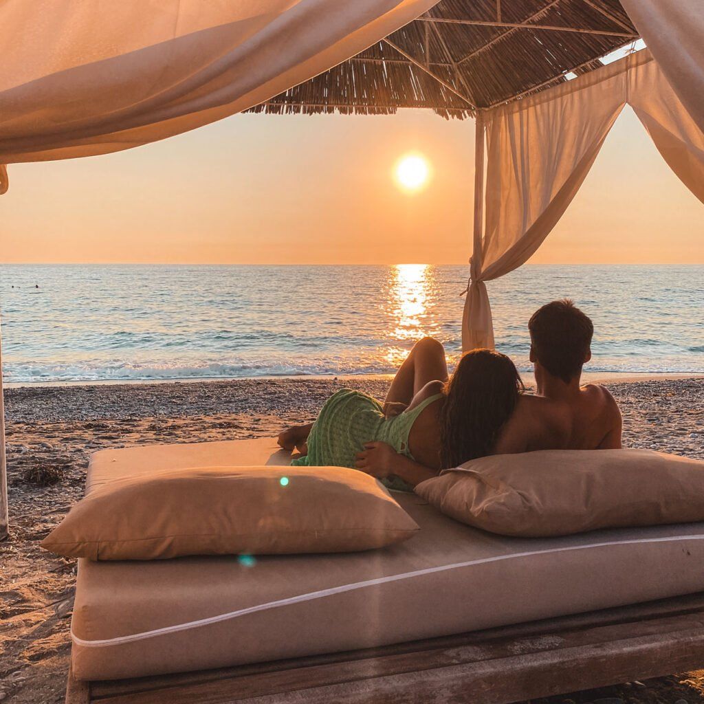 A couple enjoying a coastal holiday